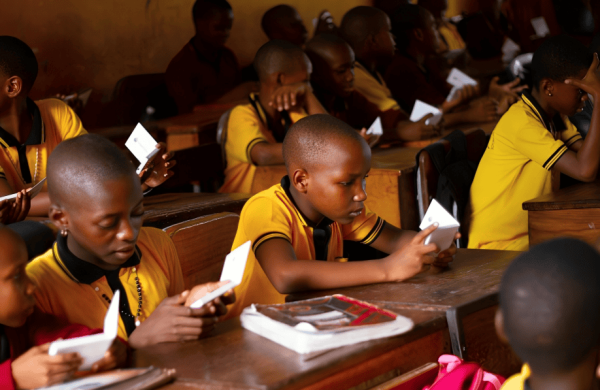 Students using Learn Kernel tablet devices for blended learning at St Anthony of Padua Primary School